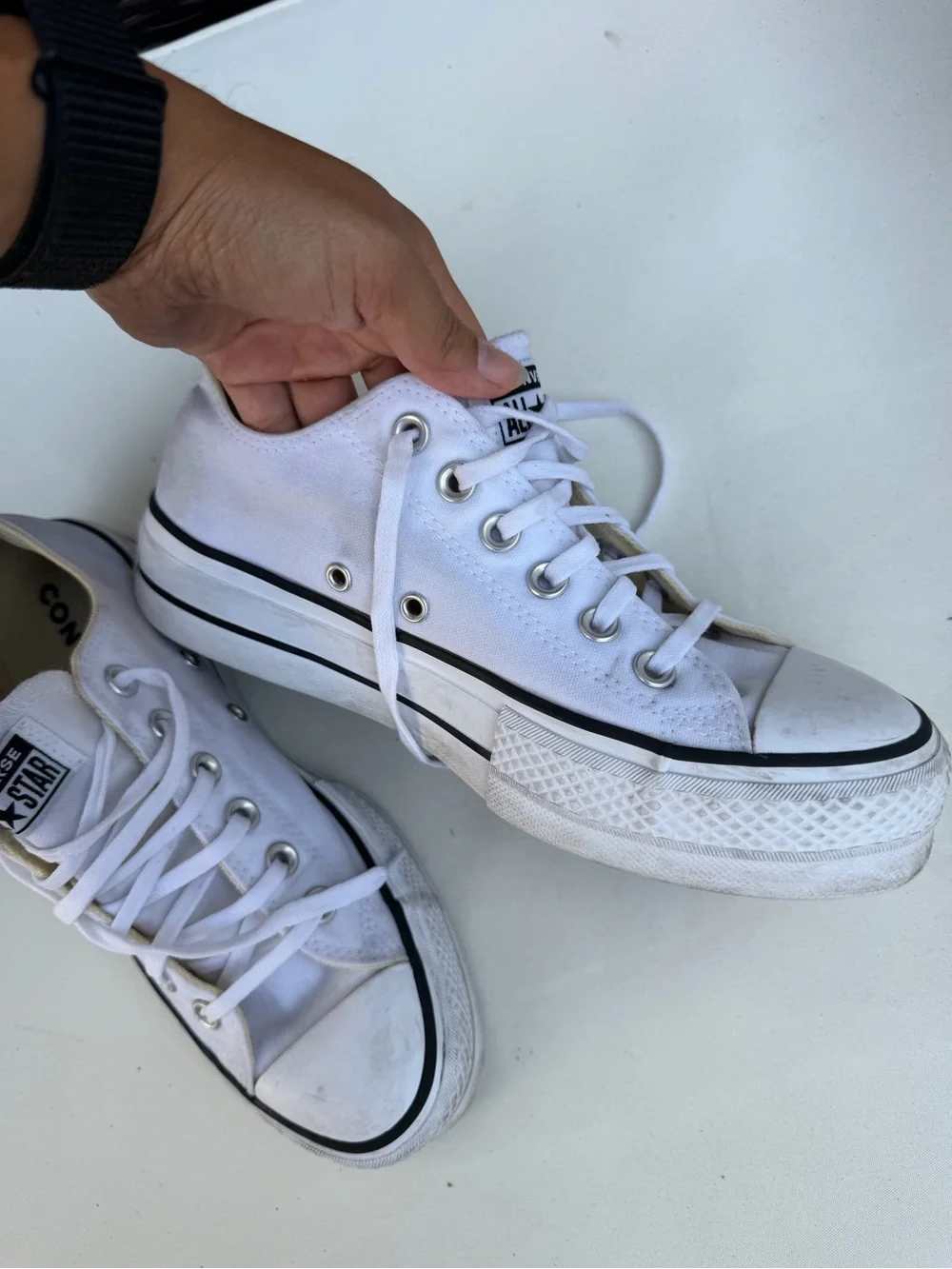 Converse women’s platform White Low Top Sneakers